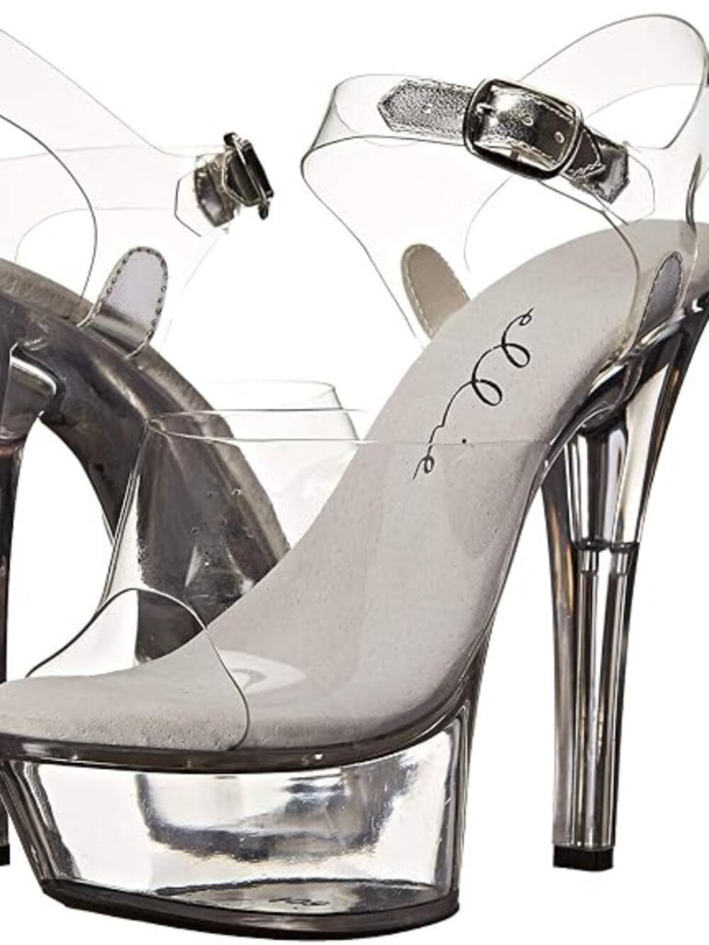 Ellie 601 Brook Sexy Pole Dance Club Clear Platform Stiletto Ankle Strap Heel 8